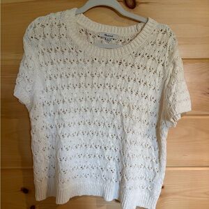 Cream Knit Short Sleeve Sweater